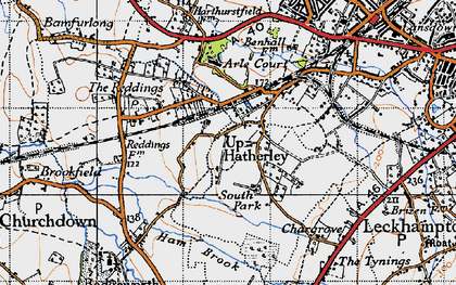 Old map of Up Hatherley in 1946