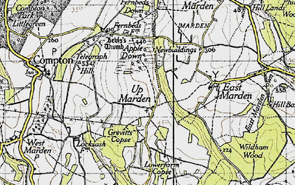 Old map of Up Marden in 1945