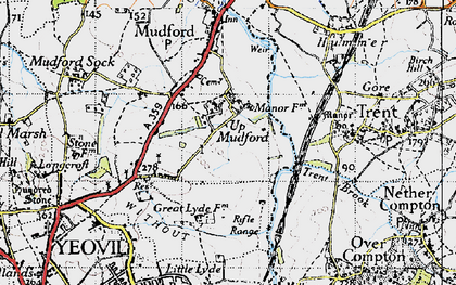 Old map of Up Mudford in 1945