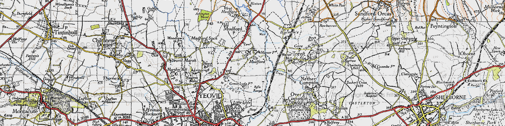 Old map of Up Mudford in 1945