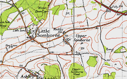 Old map of Up Somborne in 1945