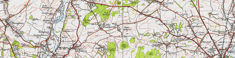 Old map of Up Somborne in 1945