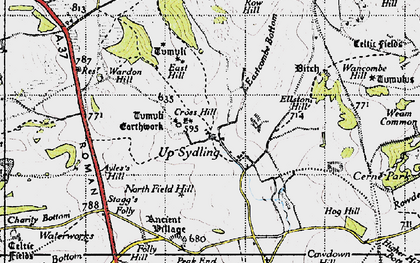 Old map of Wardon Hill in 1945