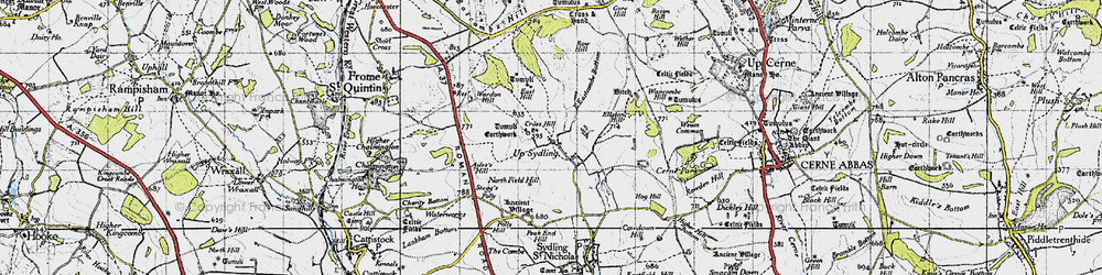 Old map of Ayles's Hill in 1945