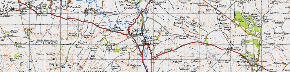 Old map of Upavon in 1940
