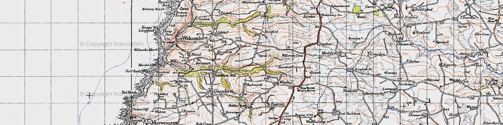 Old map of Upcott in 1946