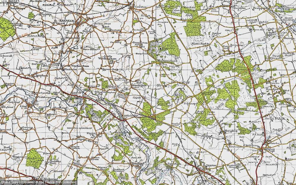 Old Map of Upgate, 1945 in 1945