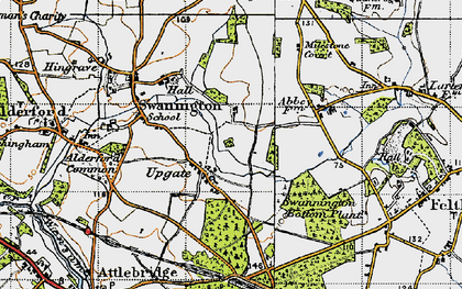 Old map of Upgate in 1945