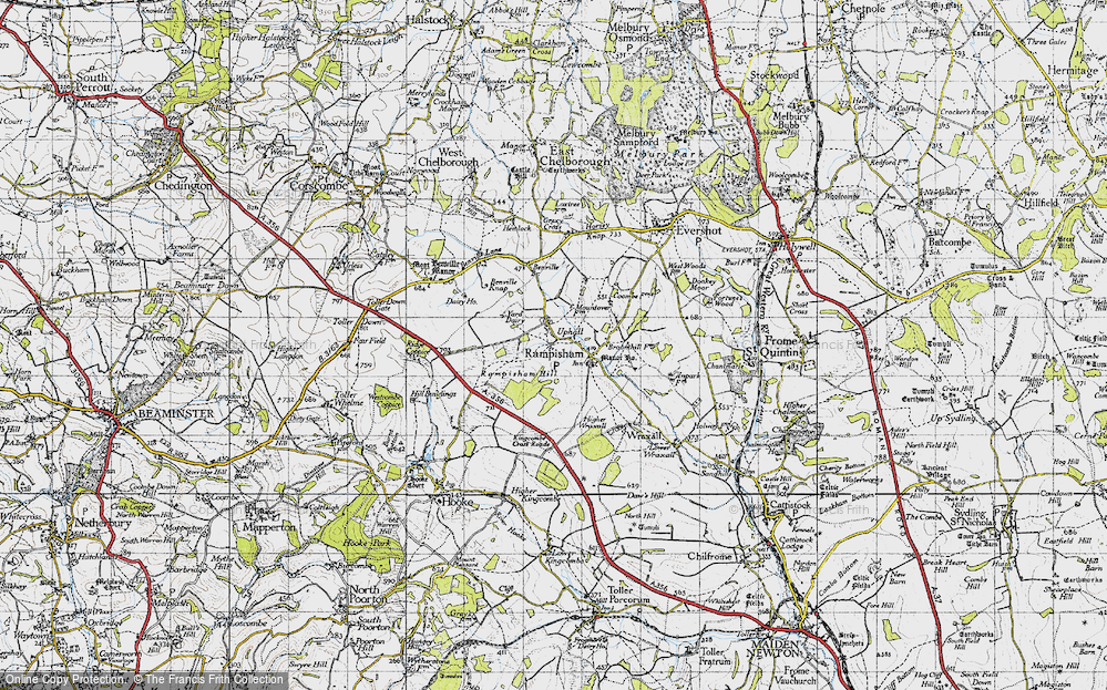 Old Map of Historic Map covering Benville Br in 1945