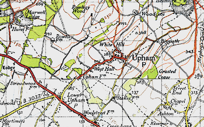 Old map of Upham in 1945