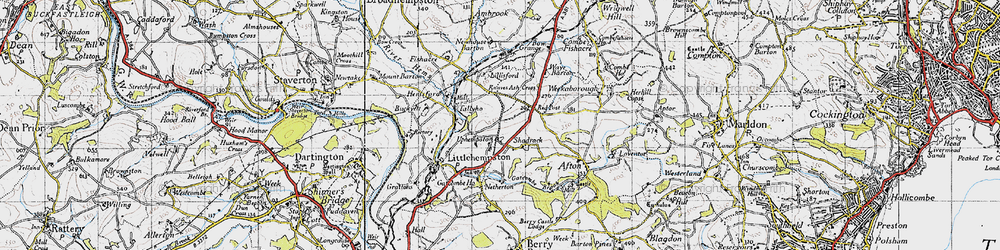 Old map of Uphempston in 1946