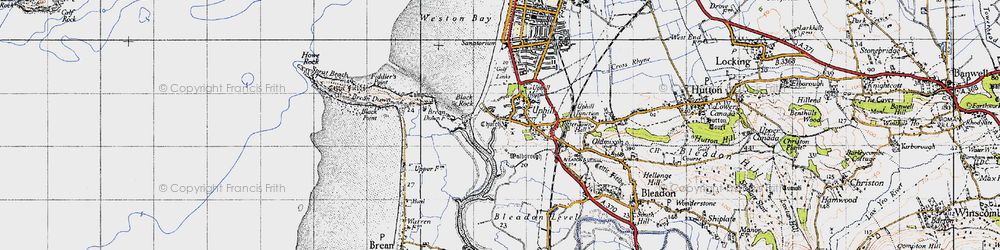 Old map of Brean Down in 1946