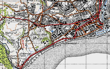 Old map of Uplands in 1947
