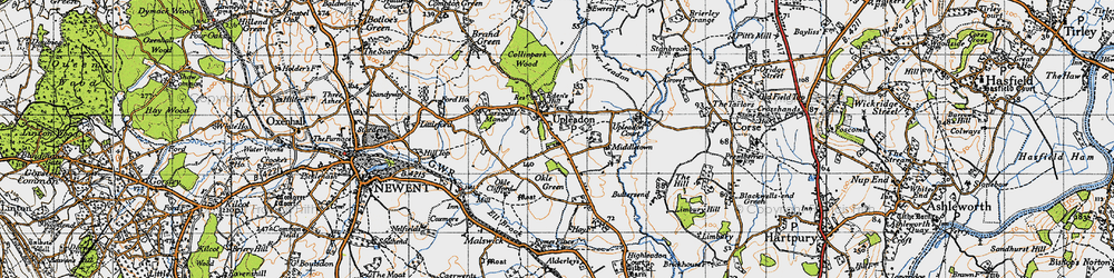 Old map of Upleadon in 1947