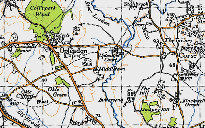 Old map of Upleadon Court in 1947