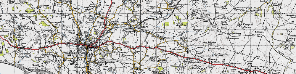 Old map of Uploders in 1945