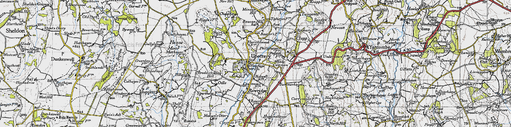 Old map of Upottery in 1946
