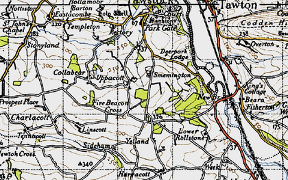 Old map of Uppacott in 1946