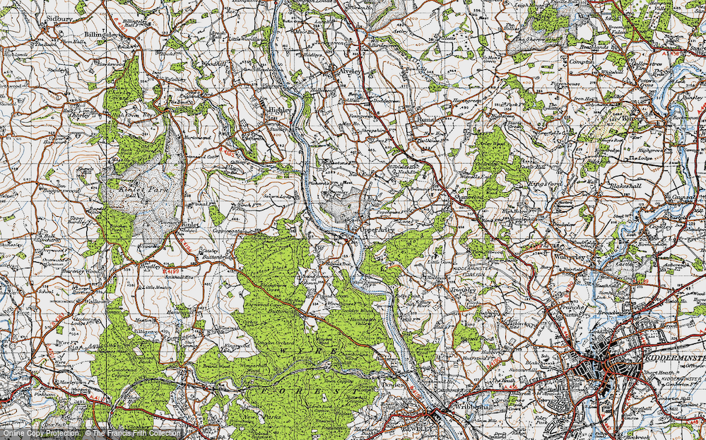 Old Map of Historic Map covering Arley Ho in 1947