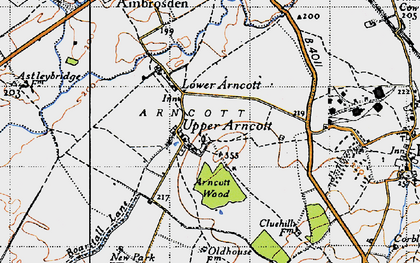 Old map of Upper Arncott in 1946
