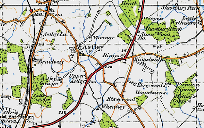 Old map of Upper Astley in 1947
