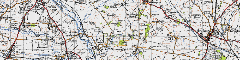 Old map of Upper Astrop in 1946