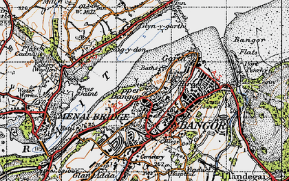 Old map of Upper Bangor in 1947