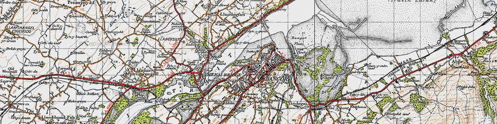 Old map of Upper Bangor in 1947