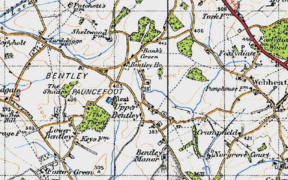 Old map of Upper Bentley in 1947