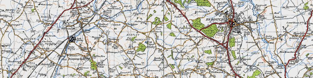 Old map of Upper Bentley in 1947