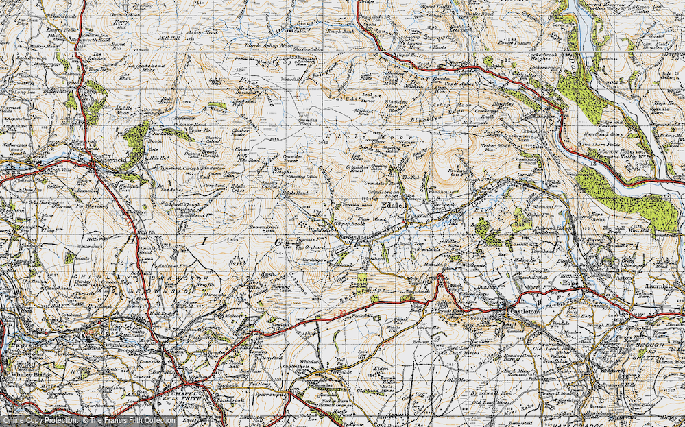 Old Map of Historic Map covering Broadlee-bank Tor in 1947