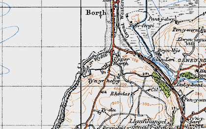 Old map of Upper Borth in 1947