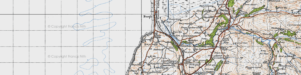 Old map of Upper Borth in 1947