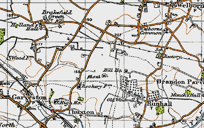 Old map of Upper Brandon Parva in 1946