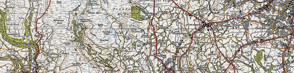 Old map of Upper Brockholes in 1947