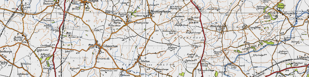 Old map of Upper Bruntingthorpe in 1946