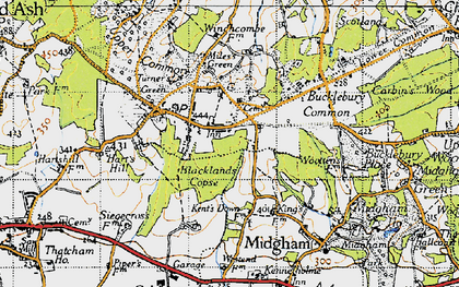 Old map of Blacklands Copse in 1945