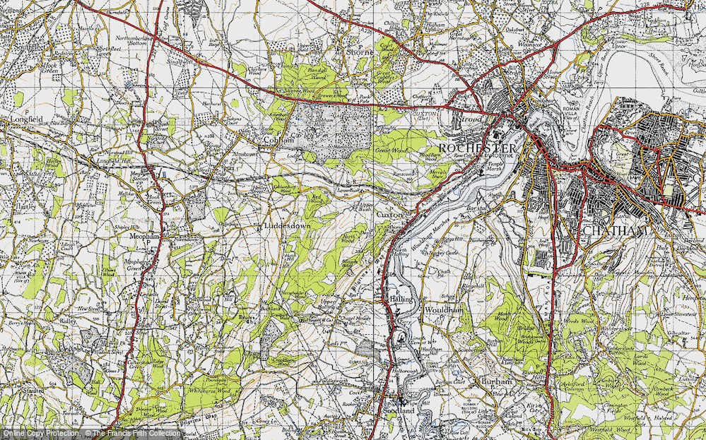 Old Map of Historic Map covering Wingate Wood in 1946