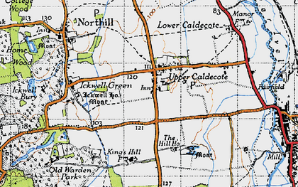 Old map of Upper Caldecote in 1946