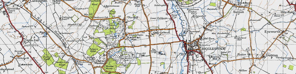 Old map of Upper Caldecote in 1946