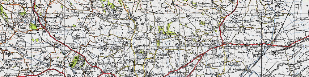 Old map of Upper Cheddon in 1946