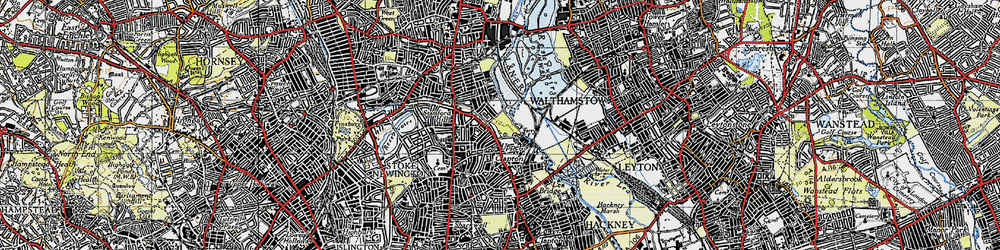 Old map of Upper Clapton in 1946