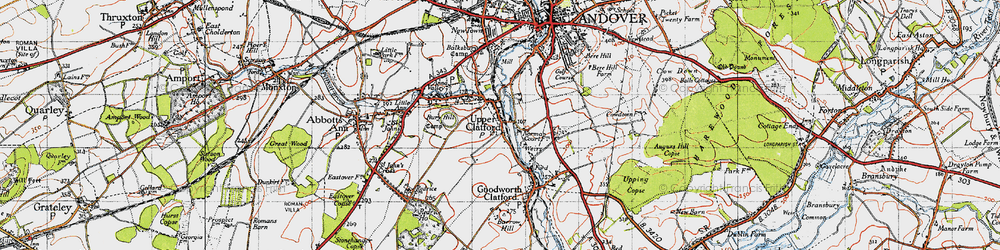 Old map of Upper Clatford in 1945