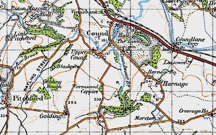 Old map of Upper Cound in 1947