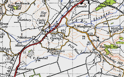 Old map of Upper Coxley in 1946