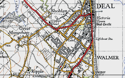 Old map of Upper Deal in 1947