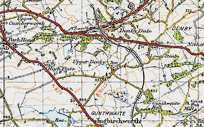Old map of Upper Denby in 1947