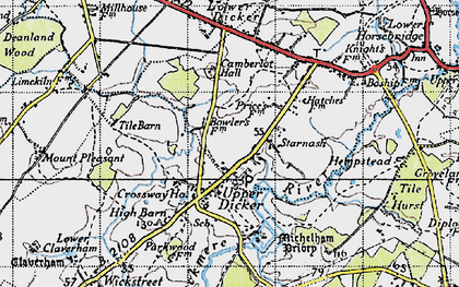 Old map of Michelham Priory in 1940