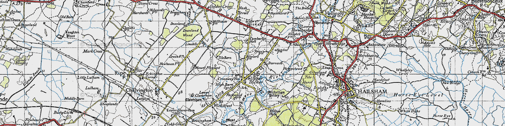 Old map of Upper Dicker in 1940