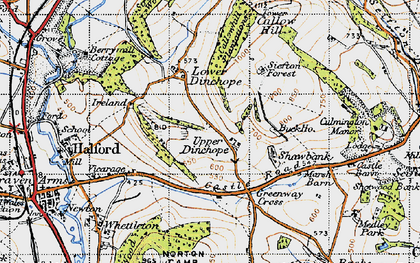 Old map of Upper Dinchope in 1947
